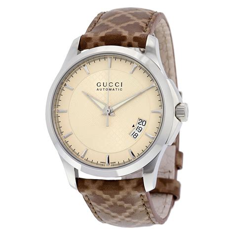 gucci men's g-timeless automatico ivory dial brown ya126421|Gucci watches for men uk.